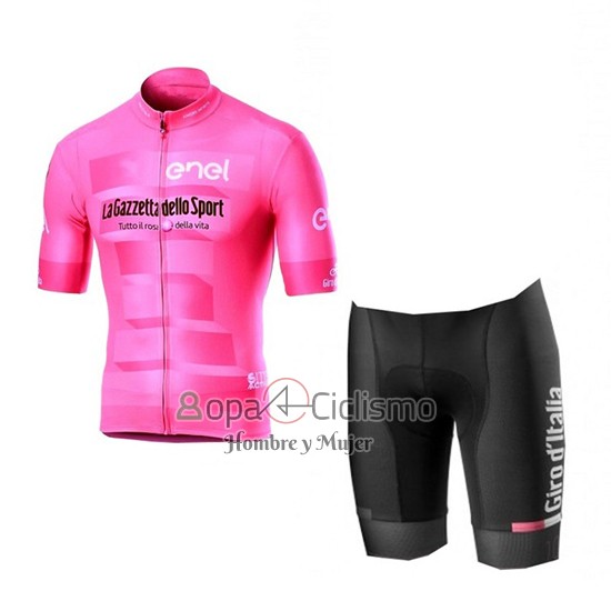 Giro d'Italia Ropa Ciclismo Culotte Corto 2019 Hombre Mangas Cortas Rosa